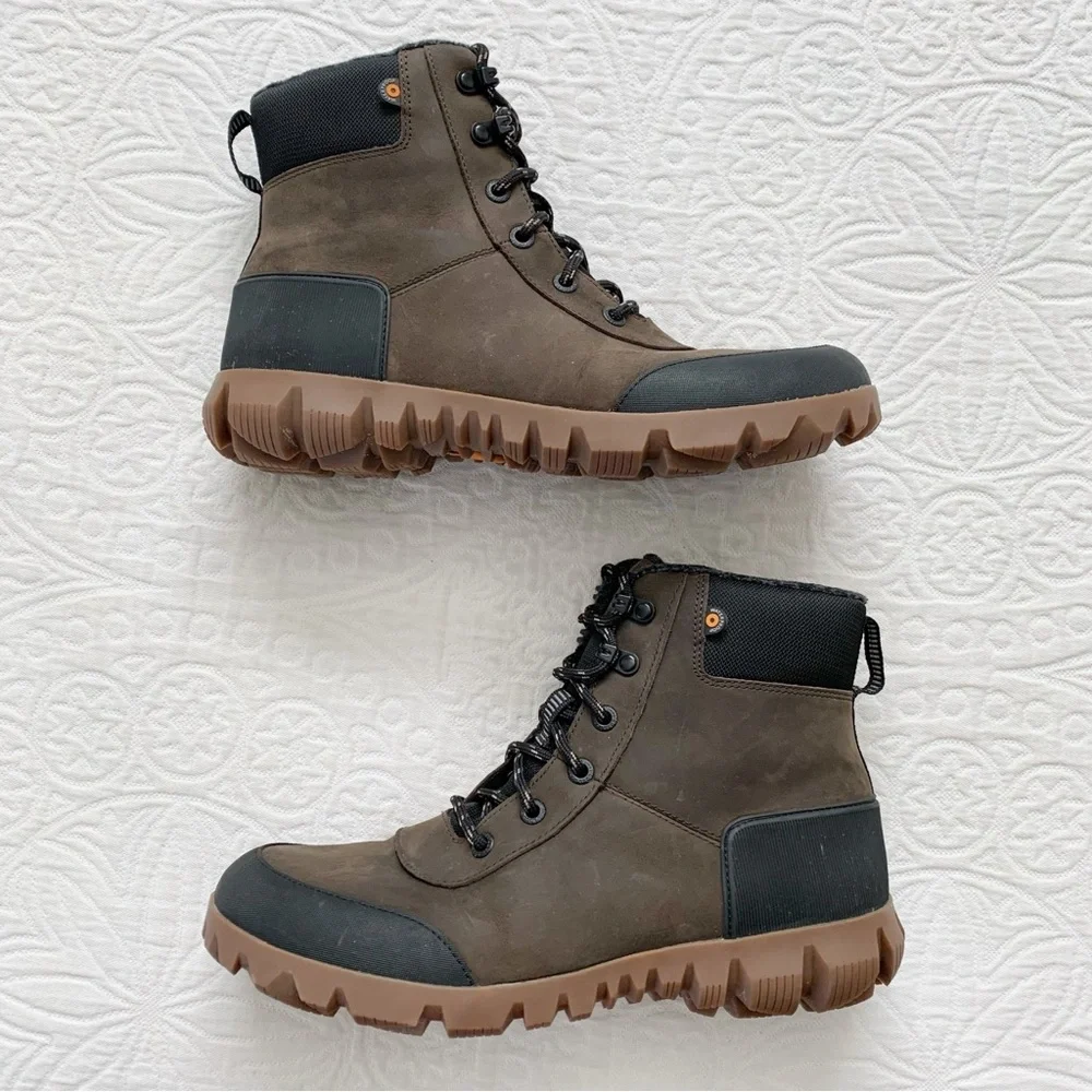BOGS‎ Men's Arcata Urban Leather Mid Snow Boots, Chocolate